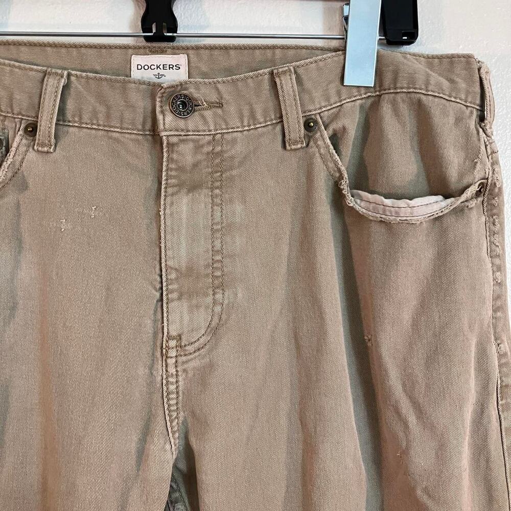 Dockers Straight Fit Tan Distressed Chino Pants - Picture 2 of 7
